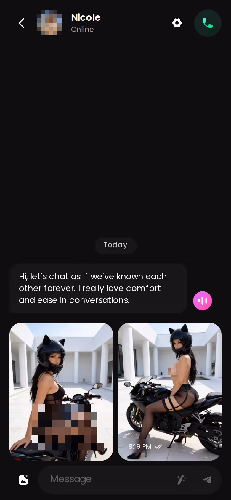 Pede uma foto no meio do chat — ela chega dentro da conversa. — porno ia realista